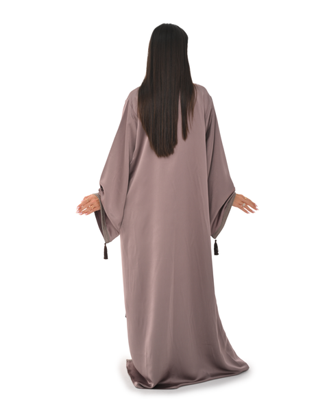 Brown Jalabiya With Embroidery & Tassel Accents